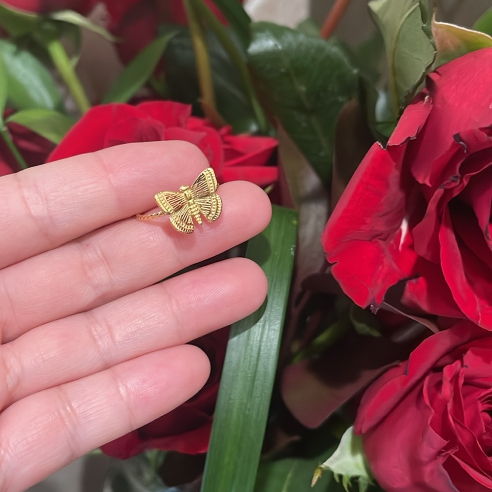 Fashion Butterfly Ring Stainless Steel 18k Gold Plated Adjustable Trendy New - Picture 5 of 11